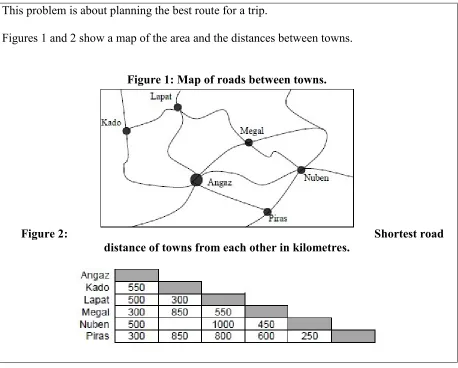 Figures 1 and 2 show a map of the area and the distances between towns.  