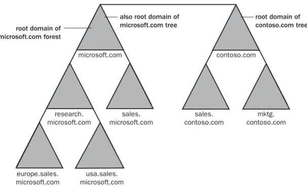 Figure 1-2 shows an example of a forest with two trees. Each tree in the forest has its  own namespace