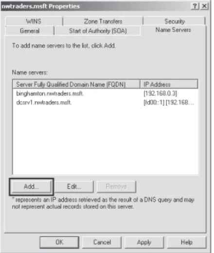figure 3-11  Adding an NS record to specify a server hosting a secondary zone
