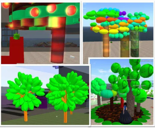 Figure 8 A variety of trees found in different installations, created by different participants using SLurtles