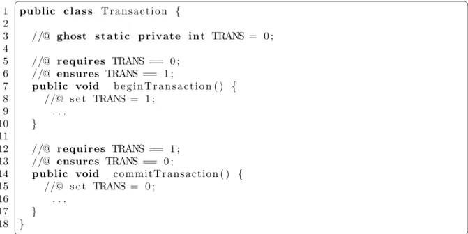 Figure 2.3: specifying No Nested Transaction property with ghost variable