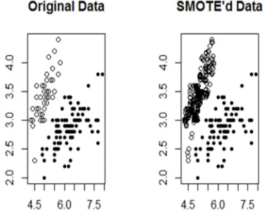 Figure 1. The plots of original data and “SMOTE’d” data. 