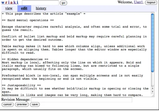 Figure 2.3: Edit form of an example article in Wriaki.