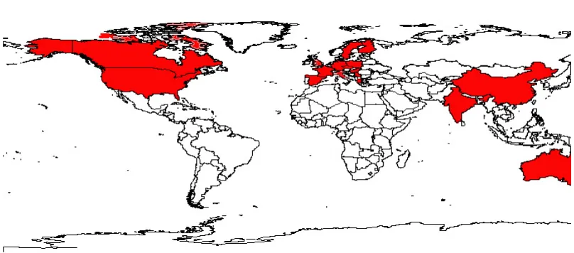Figure 1 Geographical Areas Covered by Delphi Panel Members  
