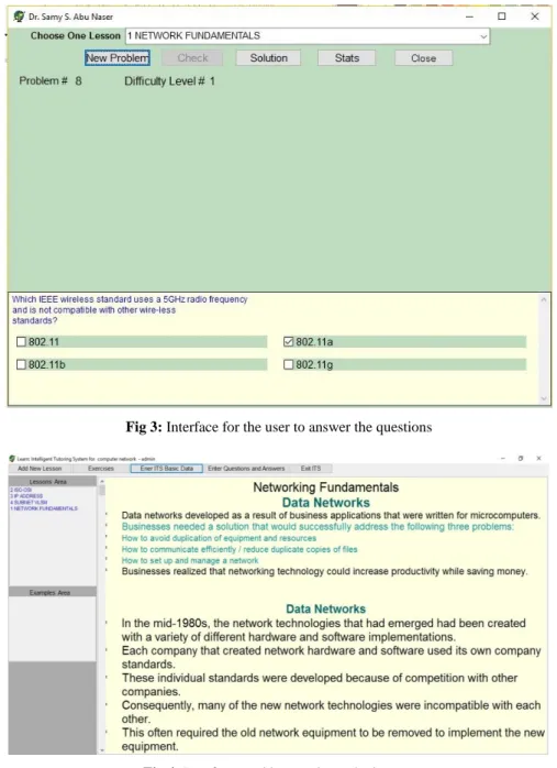 Fig 3: Interface for the user to answer the questions 