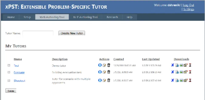 Figure 2.2 – Current xPST web-based authoring tool (WAT) 