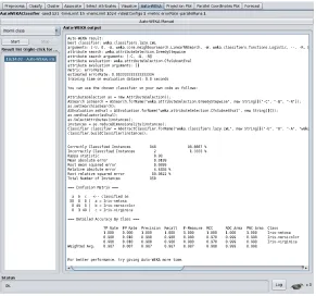 Figure 2: Command-line call for running Auto-WEKA with a time limit of 5 minuteson training datasetdisable WEKA’s cross-validation ( iris.arff