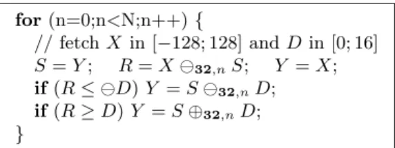 Figure 3. Simple rate limiter function with input X, output Y , and maximal rate variation D.