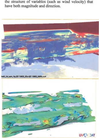 Figure  3.  An  isosurface  plot (bottom)  and  a combination  volume  rende r  and slicer plot (top)