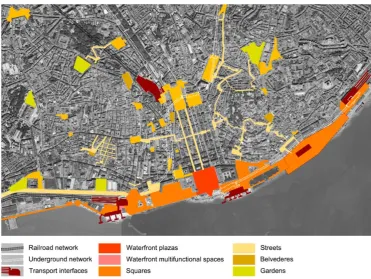 Figure 4. Public space and transport infrastructure projects in central Lisbon,  since the year 2000