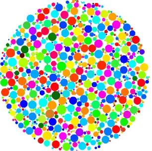 Figure 2 - A messy collection of colourful random-sized circles that presents a rich source of  different types of information (source:  openclipart )