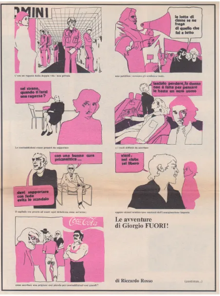 Fig. 9. Riccardo Rosso, “Le avventure di Giorgio FUORI”, in Fuori!, n. 3, settembre 1972, p