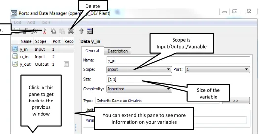 Figure 8. Information on simulation variables. 