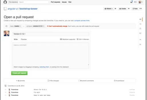 Figure 2.3: Pull request view on Github