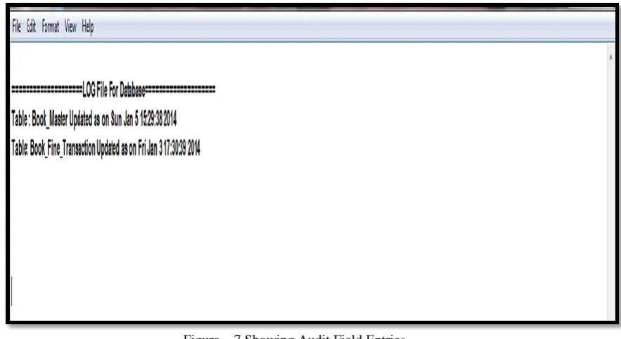 Figure – 7 Showing Audit Field Entries 