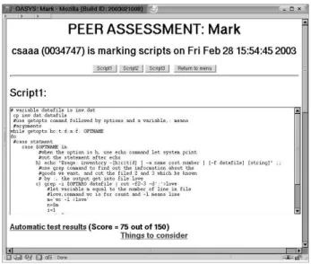 Fig. 4. Assignment script on Mark web page