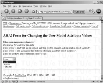 Figure 3. Form to change the user model attribute values. 