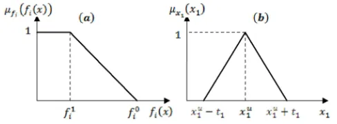 Figure 4. Membership functions: a) Linear b) Triangular. 