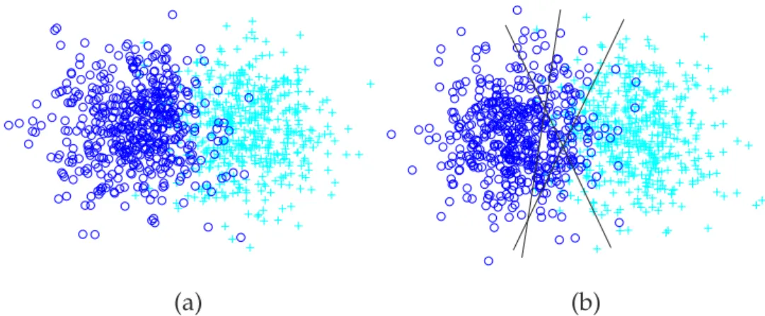 Figure 21: Bayes Risk datasets used in our experiments: Positive examples are marked as ‘ + ’, while negatives are ‘ ◦ ’