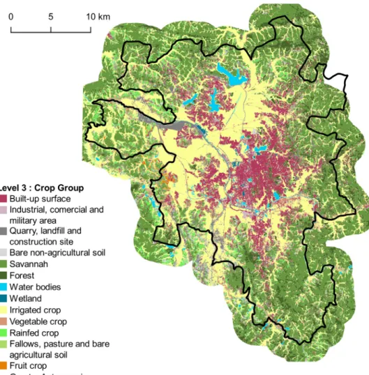 Fig. 4. Land cover map corresponding to Level-3 with 13 classes. Vector ﬁle in ESRI shape format available here: http: 