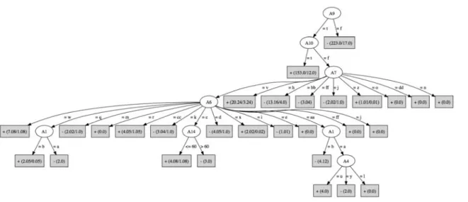 Figure 8.  Decision tree learned from all of the Credit training instances. 