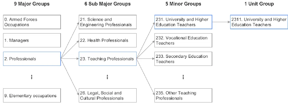 Figure 1 ISCO-08 classification for University and Higher Education Teachers 