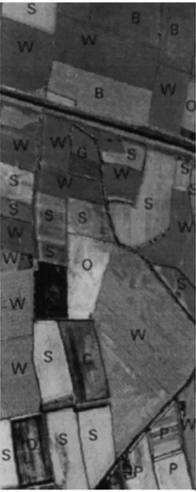Figure 2. Extract of the ATM data, in 0.60–0.63 μm waveband, with class type annotated