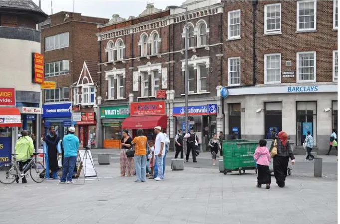 Fig. 6. ‘Read-aloud’ activity by Central Library staff at Blake's Corner, 2010. Although the Central Library is situated at Town Square, the event’s organisers chose Blake’s Corner for their outreach activity