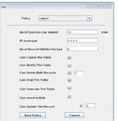 Figure 2: Panel for defining values of policy attributes.  