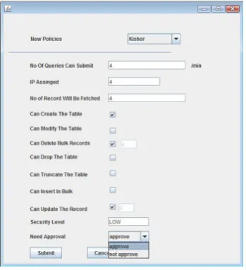 Figure 6: Approve Policy Panel approval drop down box is shown with the option for approving or disapproving the chosen policy