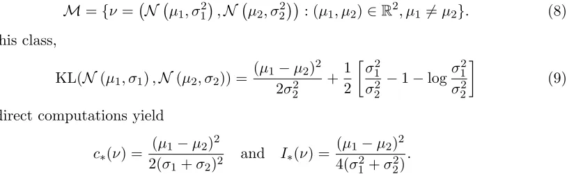 Figure 7 illustrates the property that for two-armed exponential bandit models, the lowerAppendix C provides further useful properties of these quantities and in particularbound on κC(ν) provided by Theorem 6,
