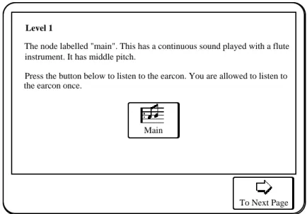 Figure 5: Training screen for the earcon ‘Main’ in Group B.