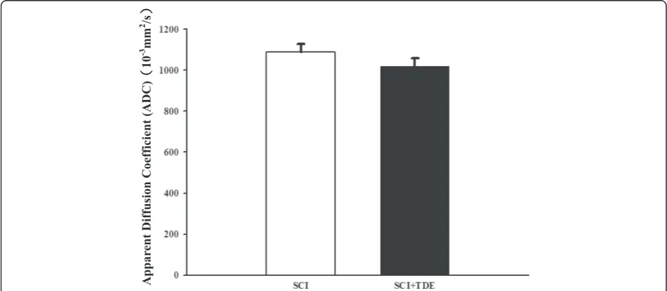 Figure 4 Time course of spinal cord injury (SCI) on apparent diffusion coefficient (ADC).compression (50 g, 1 min)