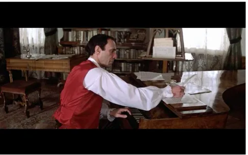Figure 7: F. Murray Abraham playing composer Antonio Salieri engaged in ‘empirical composition’ in the feature ﬁlm Amadeus (1984)