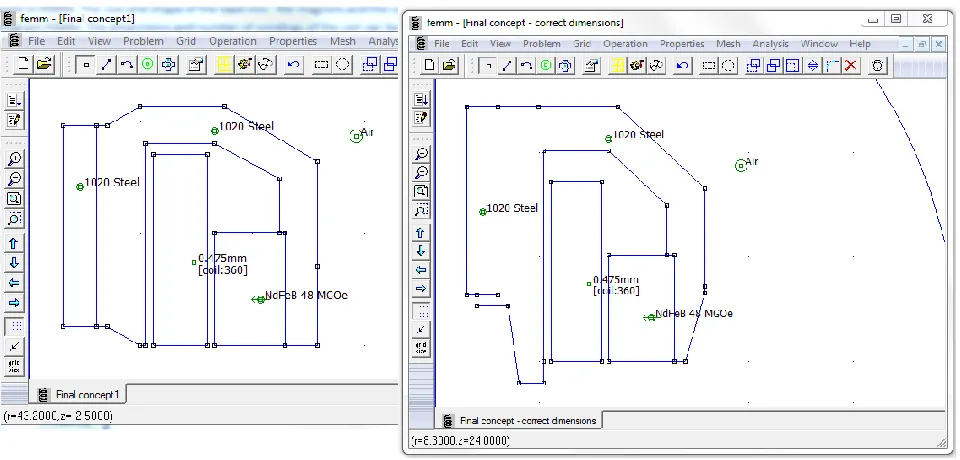 Figure 15:  Calculation motor constant for the functional design in FEMM 