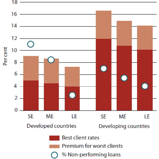 Figure 1.3: Interest rates and non-performing loans in developing and developed countries 