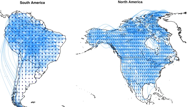 Figure 6: Relationships between geographical locations estimated by the rgorithm using 120 months of data for training.locations are conditionally dependent on each other