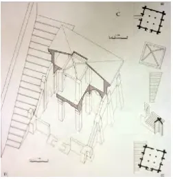 Fig. 6. Aldo Rossi’s drawing for the new project.  (© Eredi Aldo Rossi, Courtesy of Fondazione Aldo Rossi)