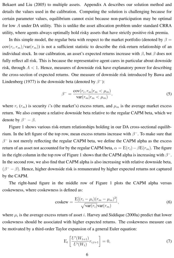 Figure 1 shows various risk-return relationships holding in our DA cross-sectional equilib- equilib-rium
