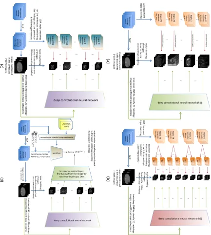 Figure 6: Systematic diagrams for training CNNs to learn to classify images into (a)document-level topics (b) document-level sub-topics, (c) sentence-level topics.A systematic diagram for image-to-word model (in Section 5.3) is shown in (d).