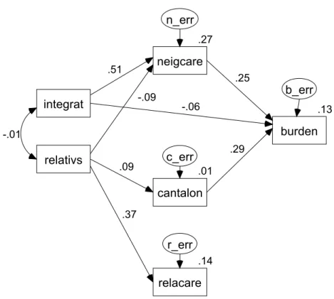 Figure 5. Modified path model for perceived child burden.