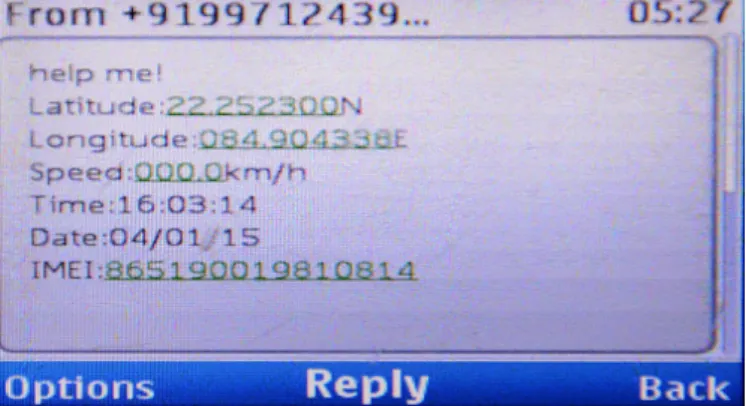 Fig. 11. MSG sent in case of accident to one of the family member. 