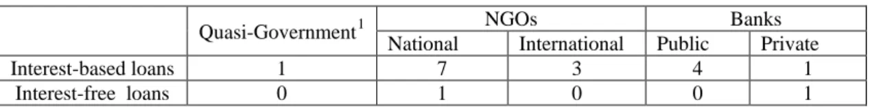 Table 3.1 Distribution of microcredit organizations in greater Cairo 