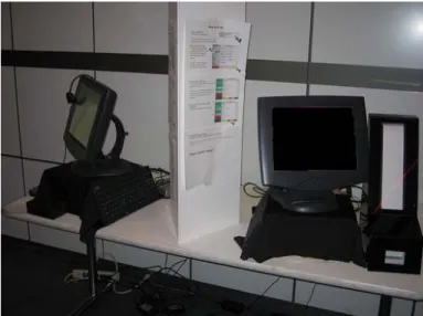 Figure 9: Voting booths set up with a separating divider.   