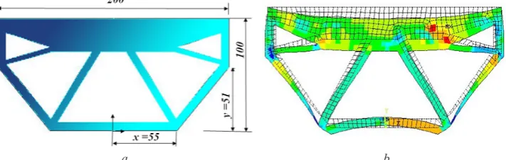 figure 4a the optimization variable is x. For the resulting topology, the structural volume of the optimal configuration, illus-