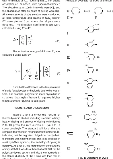 Fig. 1: Structure of Dyes