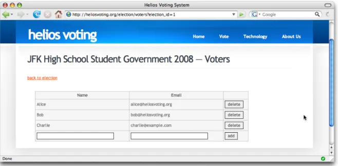 Figure 3: The Helios voter management interface.