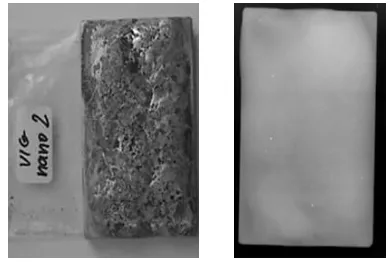 Fig. 12. Photograph and radiogram (NDT) of hardfaced by TIG process pure aluminium specimens with precoated film containing electroless nickel plated and flux coated nano SiCp