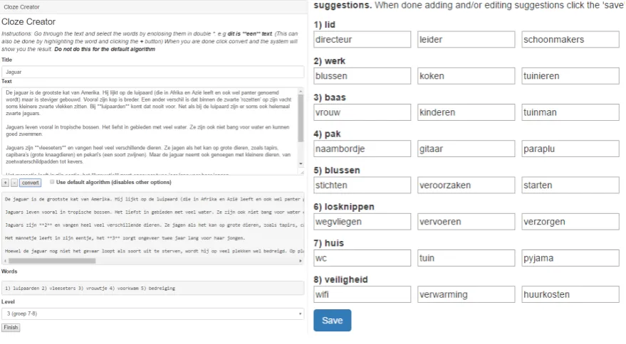 Figure 3.1: Cloze-test creator