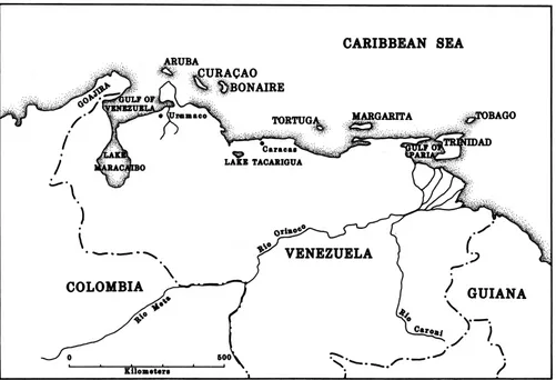 Figure 1. Location of Cura~ao and Bonaire, off the northwestern coast of Venezuela (drawing by D